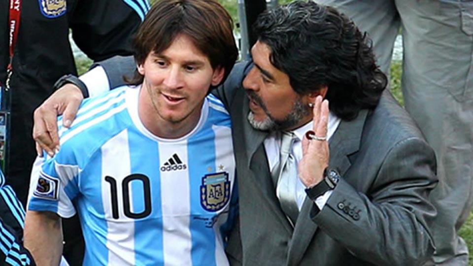 Lionel Messi dan Diego Maradona di Piala Dunia 2010. - INDOSPORT
